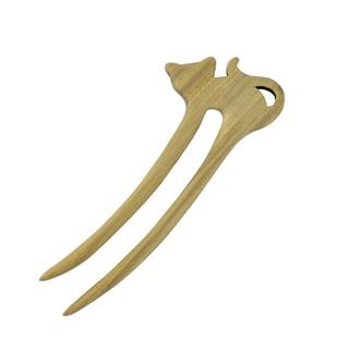 灵猫绿檀木U型发簪汉服感女现代简约u形木质日常通勤盘发木簪簪子