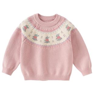 戴维贝拉儿童针织衫2026冬季女童A类宝宝毛衣洋气好看套头羊毛衫