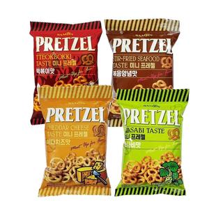 韩国进口SAMJIN三进迷你扭结饼干圈芝士年糕海鲜芥末味蝴蝶结饼干