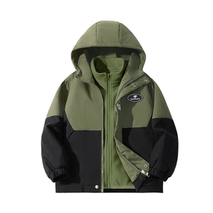 史努比男童加绒外套秋冬2026新款中大童加厚冬装儿童冲锋衣三合一