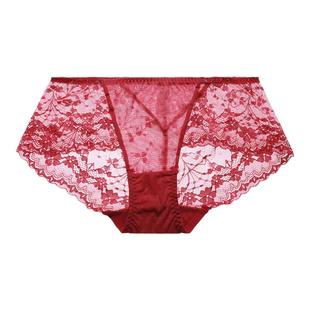 夏娃之秀大红色本命年内裤女中腰纯棉裆部三角裤无痕诱惑蕾丝短裤