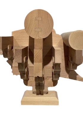 东阳木雕全实木榫卯拼装积木清式斗拱平身科柱头科角科鎏金斗教具