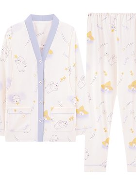 带胸垫纯棉月子服春夏季全棉吸汗