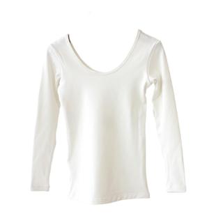 女童低领打底衫儿童白色U领长袖T恤紧身上衣跳舞礼服内搭加绒套装