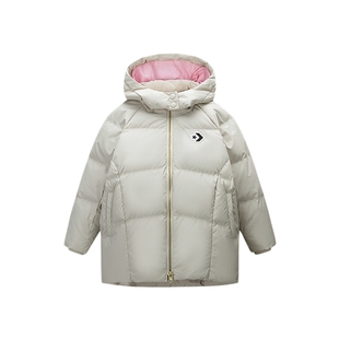 匡威女童中长款羽绒服2025冬季童装中大童加绒加厚防风外套