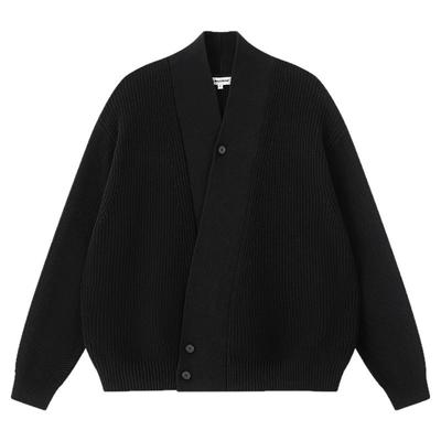 CLIMAX VISION不规则斜纽扣V领开衫道袍休闲宽松慵懒毛衣外套