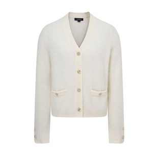 【山羊绒】Scofield女柔美气质小香风针织开衫单排扣V领秋季上衣