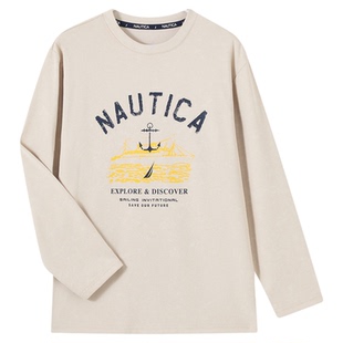 NAUTICA/诺帝卡童装男女童秋冬长袖上衣儿童航海学院印花打底长T