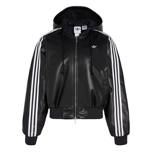 时尚潮流休闲保暖棉服仿皮外套女装冬季adidas阿迪达斯三叶草