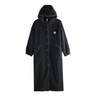 轩靓【抗静电】仿羊羔绒情侣连帽睡袍女冬季加厚睡衣可外穿男浴袍