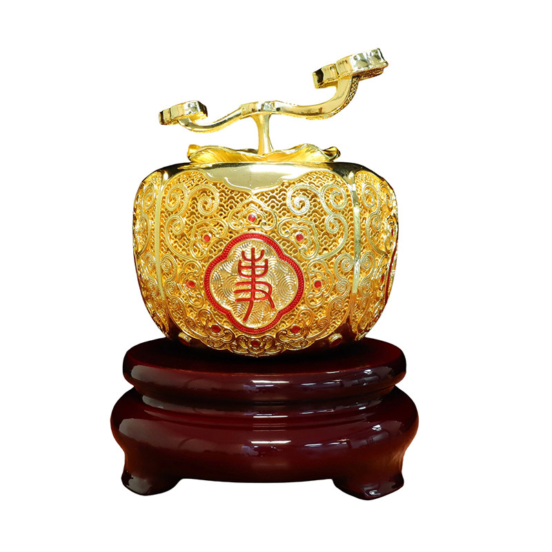 中式金色柿子摆件家居装饰品