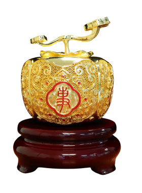 中式金色柿子摆件家居装饰品