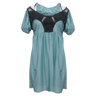 【新品】JENNYFAX蕾丝冰丝黑色醋酸叠穿不规则形薄纱千金感连衣裙