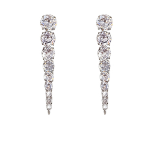 CrayonX简约爆闪水滴形镶钻耳环女长款流苏耳饰高级感