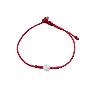 原创纯手工红绳手链本命年翡翠玉珠手绳极细款男女可伸缩脚链简约