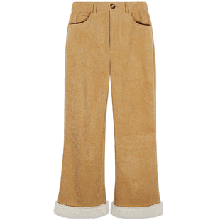 落落狷介裤子2025新款今年流行爆款灯芯绒微喇裤设计感小个子显瘦