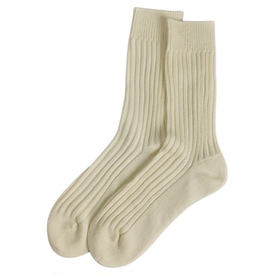 Stochastic澳洲棉纱袜子抗起球粗线透气无骨纯棉吸汗 奶白色 港风