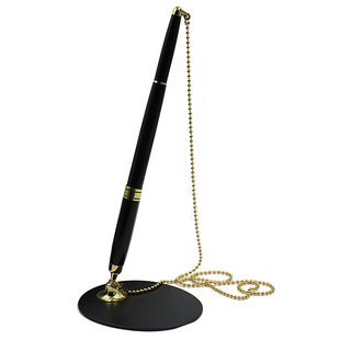 金属固定台笔重手感签字笔银行柜台商务办公中性黑色水笔定制LOGO