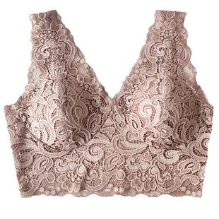 爱比娜文胸背心一体夏季无钢圈蕾丝V型性感打底内衣女带胸垫无痕