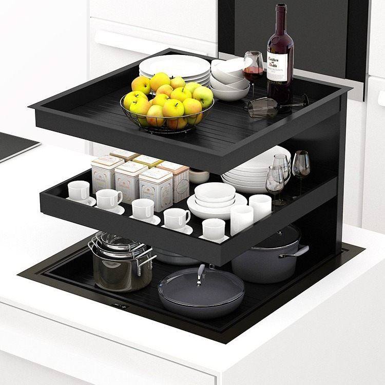 意铂尼三层升降蔬菜水果拉篮台面置物架厨柜工具收纳拉蓝触控拉篮,家装主材,拉篮,淘宝优惠券,粉丝福利购,淘宝优惠卷