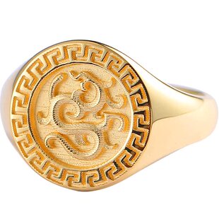 龙凤18K黄金图章戒指玫瑰白金中式国潮古风男女情侣结婚对戒定制