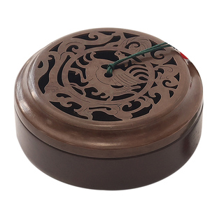 纯紫铜朱雀薰香炉家用室内苏工檀香炉随身盘香盒茶道中式仿古香盒