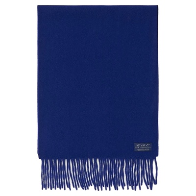 韩系宝蓝色100%羊毛围巾百搭保暖