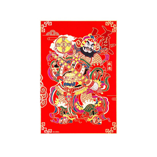2026门神贴大门镇宅防盗门农村门绒布带背胶春节新年马年单门贴纸