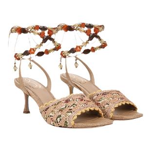 SAM EDELMAN山姆爱德曼夏露趾波西米亚高跟系带亚麻凉鞋PAMELA