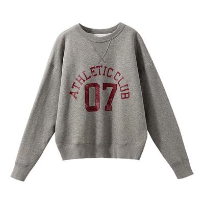 美式复古圆领校队字母印花卫衣