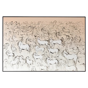 若奈挂画手绘《马到功成》客厅墙现代简约客厅壁画玄关新年装饰画