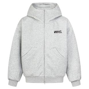 亿万少年BUFU高领开衫空气层连帽卫衣外套男女廓形加厚情侣装上衣