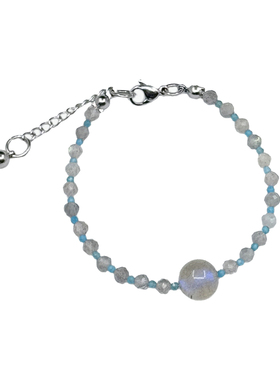 AliyaStore/原创手作守护行星系列水星星球项链天然石灰月光串珠