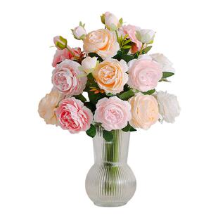 牡丹仿真花假花摆件家居室内绢花花束客厅餐桌摆花插花装饰仿生花