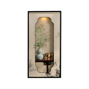 入户玄关装饰画2026年新款高端3D立体置物茶室壁画新中式禅意挂画