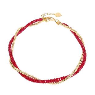 若华珠宝星回=刻面鸽血红宝石手链女18K金手饰礼物定制
