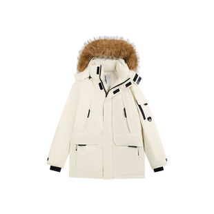 ATRY毛领派克羽绒服男冬季潮牌加厚保暖90白鸭绒连帽防寒服外套女