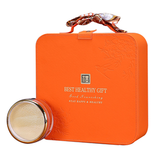 高档滋补养生礼品盒空盒燕窝鹿茸四宝包装盒海参鲍鱼四拼皮革礼盒