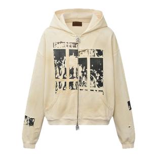 BIRTH OF ROYAL CHILD.BORC 【宋亚轩同款】闪光灯做旧拉链卫衣男