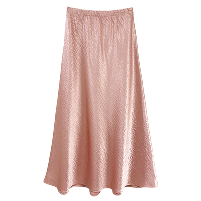 洋气缎面醋酸纯色半身裙
