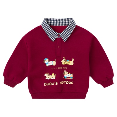 【Polo领卫衣】嘟嘟家儿童卫衣秋季学院风儿童拼接上衣春秋保暖潮