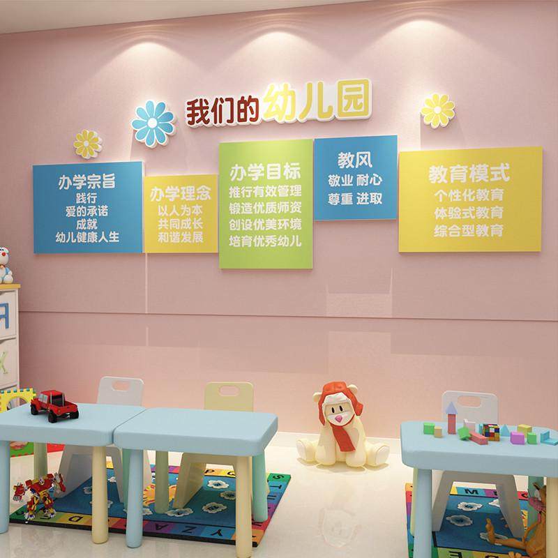 幼儿园环创主题文化墙办园理念墙面装饰托管班环境布置材料贴纸板