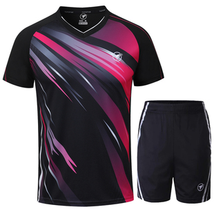 正品速干半袖网球羽毛球服套装男女短款乒乓球运动训练上衣服印字