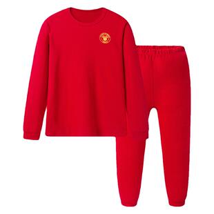 三枪儿童大红色男宝女童纯棉米奇米妮烫金A类本命年喜庆内衣套装