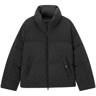 爱居兔烫钻温柔短款羽绒服2025年冬季新款立领时尚可爱外套冬