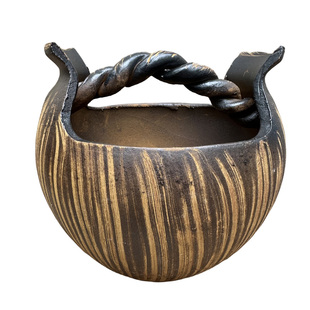 做旧增氧过滤老桩盆简约大号粗陶罐酒店民宿柴烧创意循环流水摆件