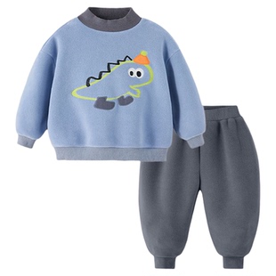 儿童套装男童衣服冬装新款宝宝卫衣加厚婴儿裤子运动女童童装秋冬