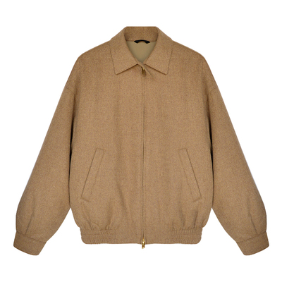 因由 飞行式极简秋冬翻领外套气质蓬松工装风90白鹅绒羽绒服女