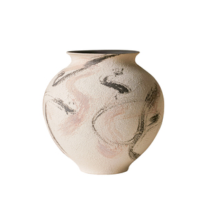 中古侘寂风陶瓷花瓶新中式仿真假花插客厅装饰品酒店玄关茶室摆件