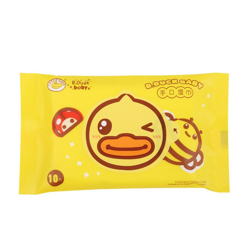 BDUCK小黄鸭婴儿湿巾小包宝宝儿童手口专用擦屁屁便携式10片*10包